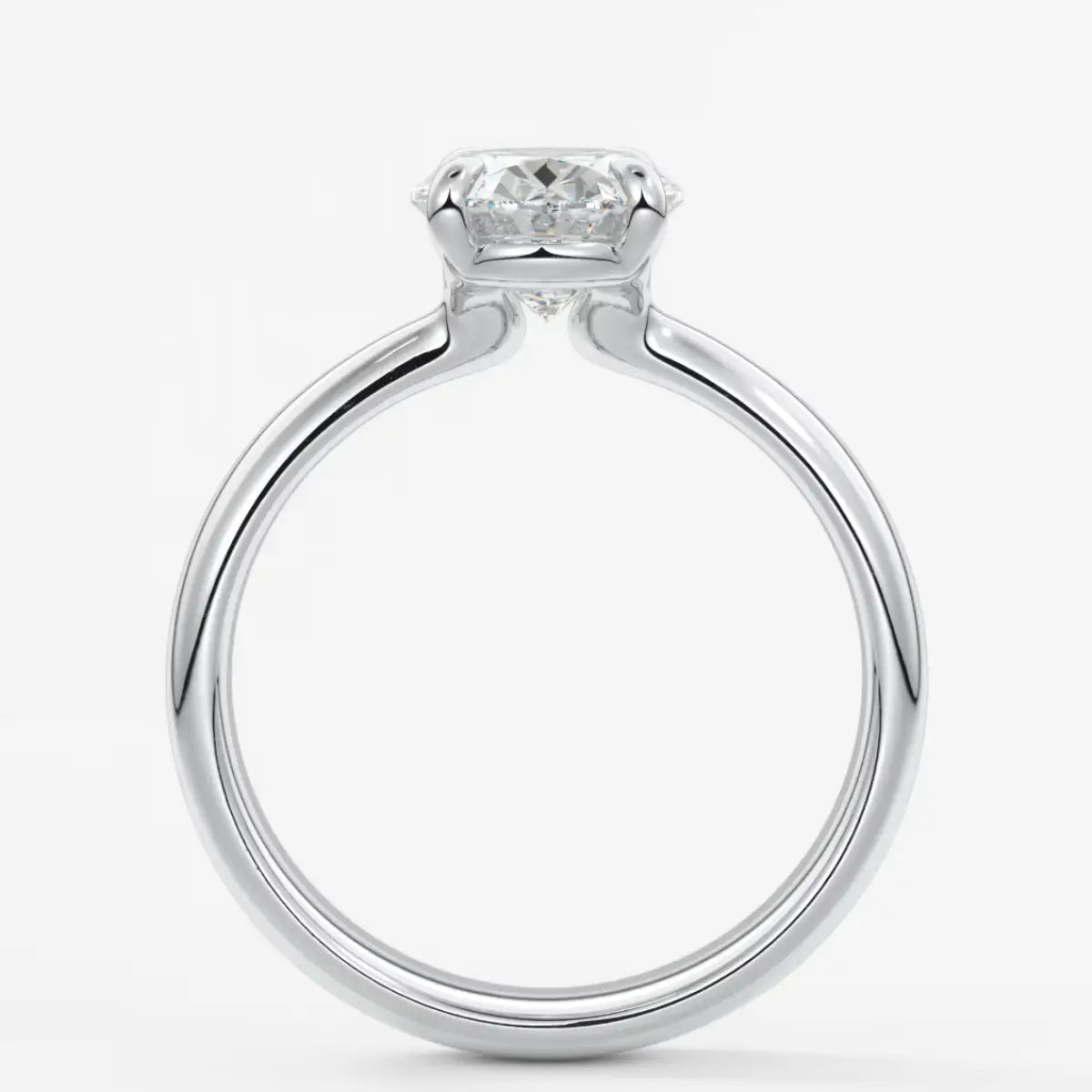 Custom made tapered oval solitaire engagement ring | lab diamond or moissanite