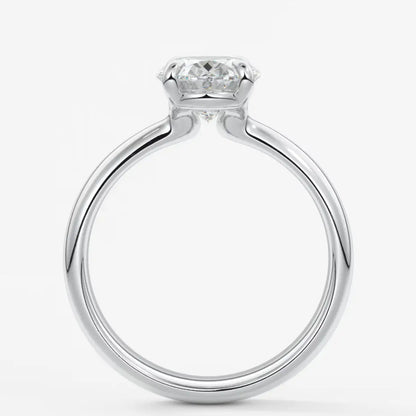 Custom made tapered oval solitaire engagement ring | lab diamond or moissanite