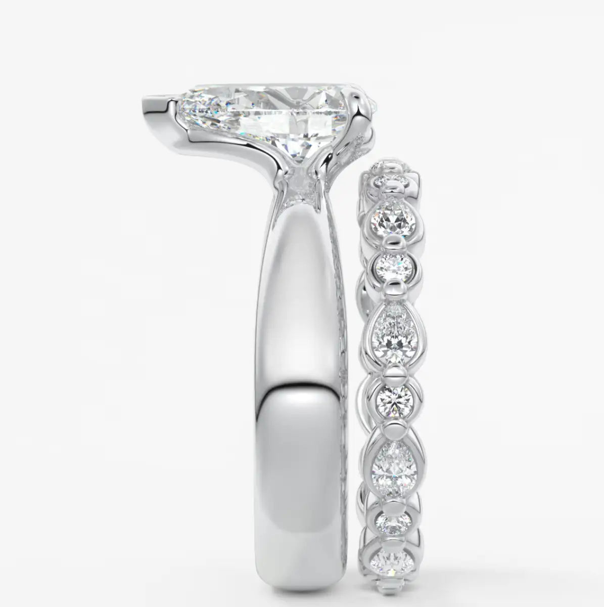 Custom made pear solitaire engagement ring – tapered band modern design | diamond lab