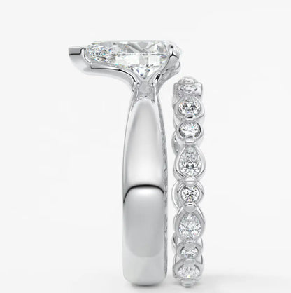 Custom made pear solitaire engagement ring – tapered band modern design | diamond lab
