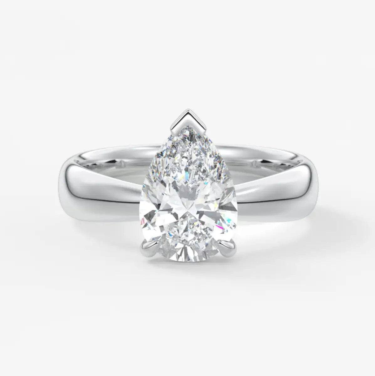 Custom made pear solitaire engagement ring – tapered band modern design | diamond lab