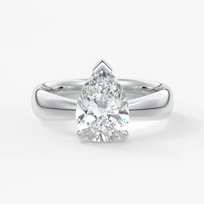 Custom made pear solitaire engagement ring – tapered band modern design | diamond lab