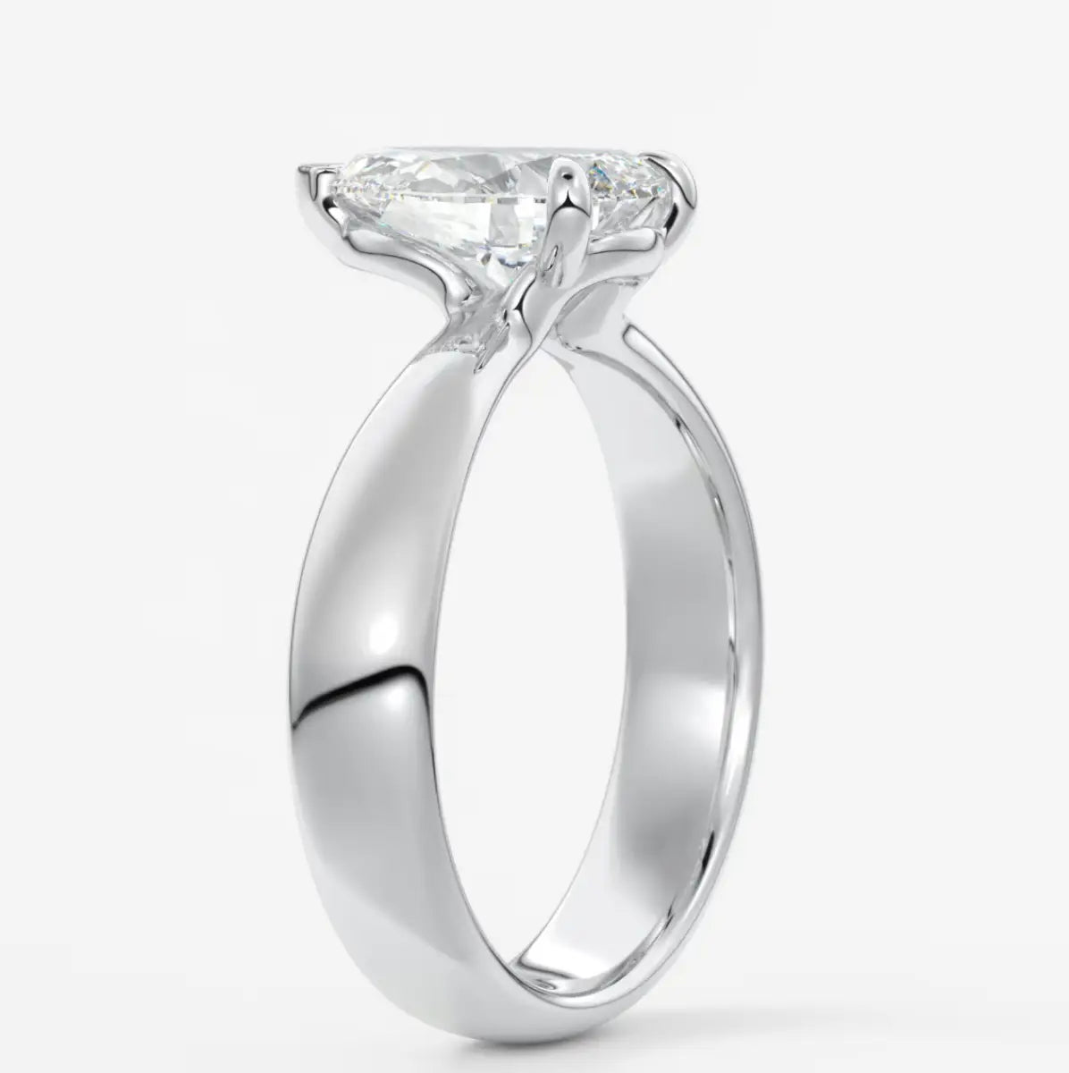 Custom made pear solitaire engagement ring – tapered band modern design | diamond lab
