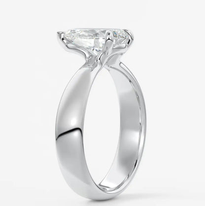 Custom made pear solitaire engagement ring – tapered band modern design | diamond lab