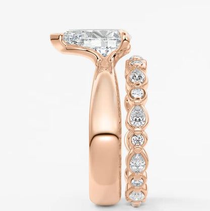 Custom made pear solitaire engagement ring – tapered band modern design | diamond lab