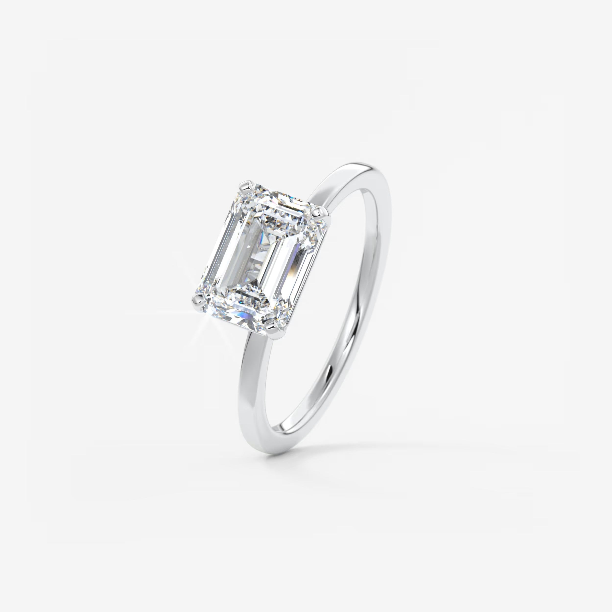 Custom made luna east-west emerald lab diamond or moissanite engagement ring