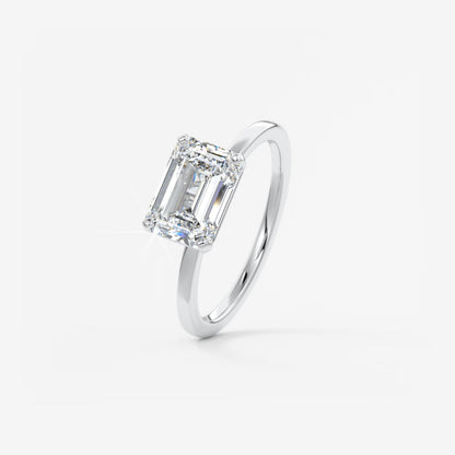 Custom made luna east-west emerald lab diamond or moissanite engagement ring