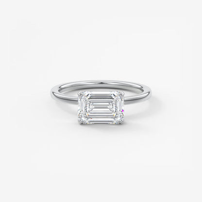 Custom made luna east-west emerald lab diamond or moissanite engagement ring