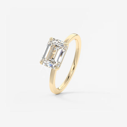 Custom made luna east-west emerald lab diamond or moissanite engagement ring