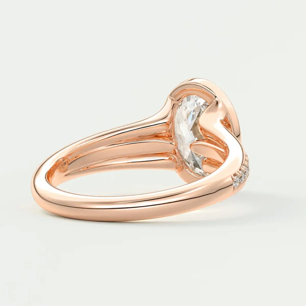 Custom made neriah oval bezel set engagement ring | split shank | diamond lab
