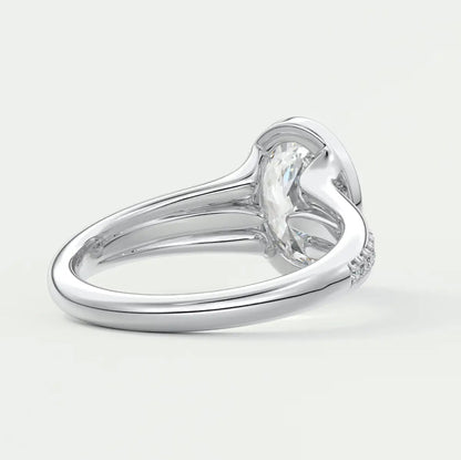 Custom made neriah oval bezel set engagement ring | split shank | diamond lab