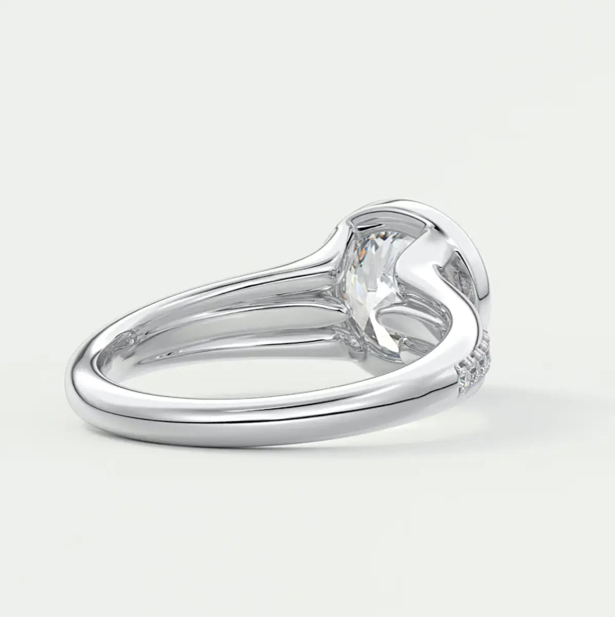 Custom made neriah round bezel engagement ring | split shank design | diamond lab