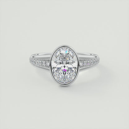 Neriah Oval Bezel Set Split Shank Engagement Ring