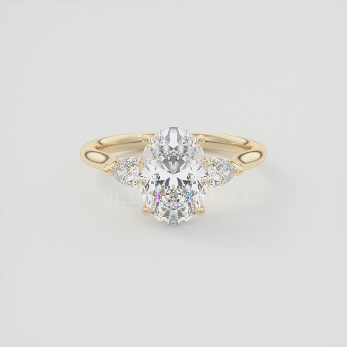 Aveline Oval Cathedral Three-Stone Engagement Ring