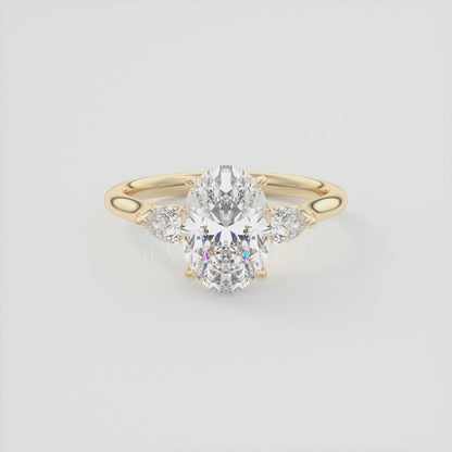 Aveline Oval Cathedral Three-Stone Engagement Ring