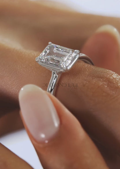 Taylor Bezel Engagement Ring – Emerald Cut – Lab Diamond or Moissanite