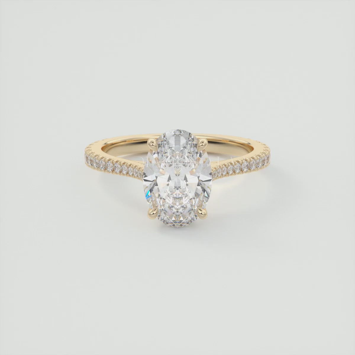 Juliette Oval Hidden Halo Pavé Cathedral Engagement Ring