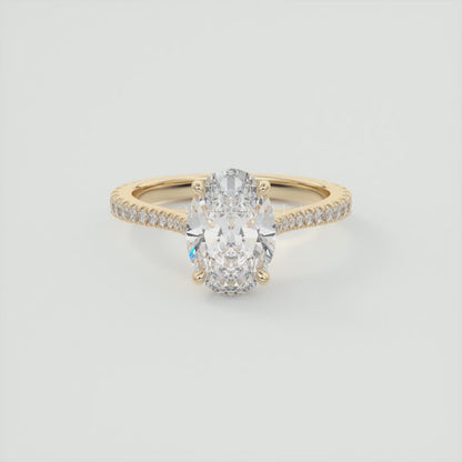 Juliette Oval Hidden Halo Pavé Cathedral Engagement Ring