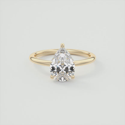 Celestia Pear Hidden Halo Ring – Lab Diamond or Moissanite