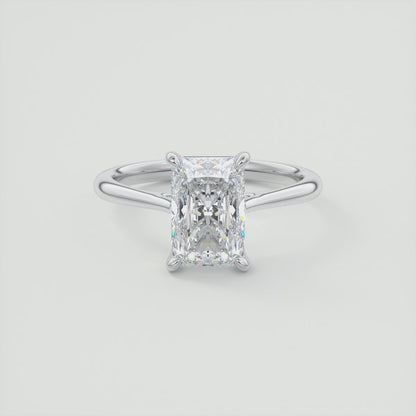 Lumia Radiant Cathedral Solitaire Ring – Lab Diamond or Moissanite