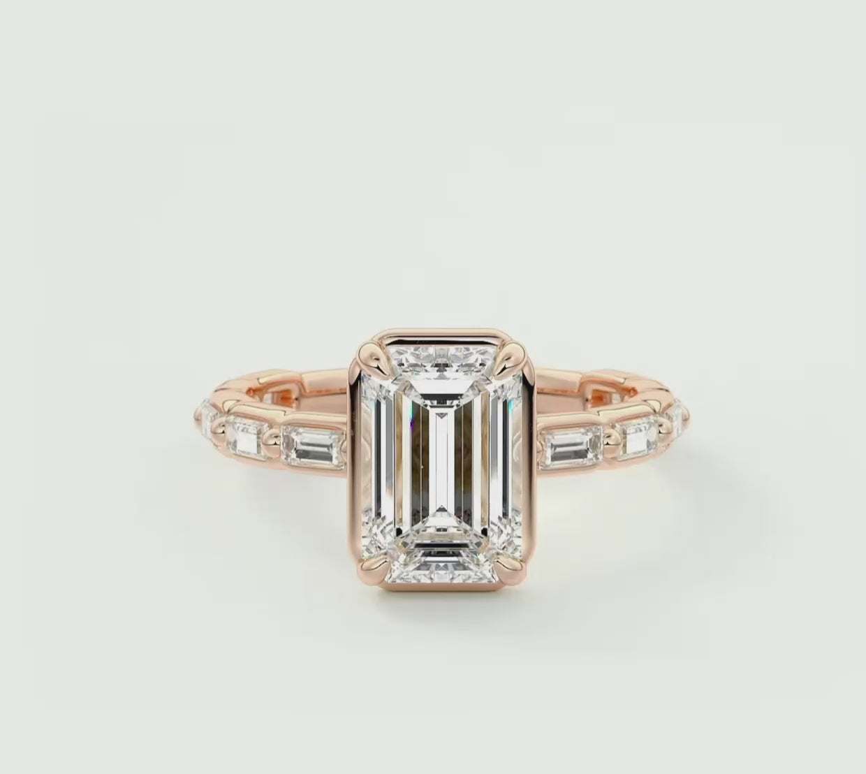 Isadora Emerald Bezel Baguette Engagement Ring