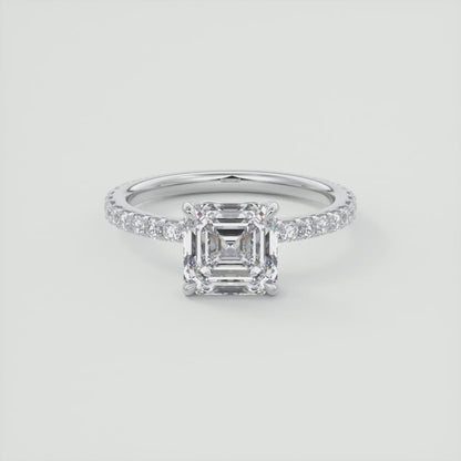 Elara Asscher Pavé Engagement Ring – Lab Diamond or Moissanite
