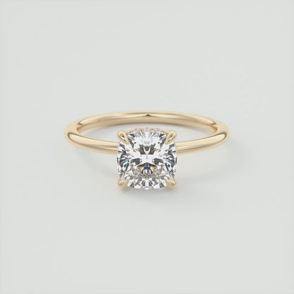 Celestia Cushion Hidden Halo Ring – Lab Diamond or Moissanite