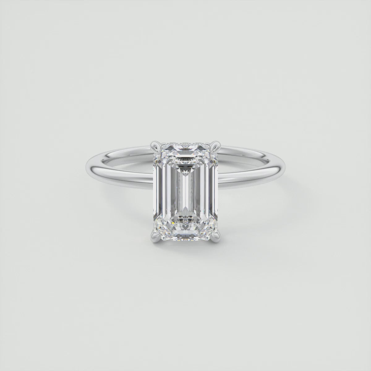 Celestia Emerald Hidden Halo Ring – Lab Diamond or Moissanite