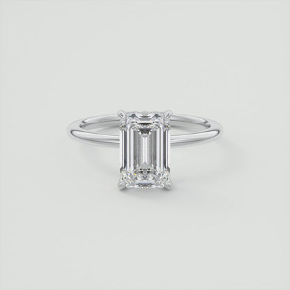 Celestia Emerald Hidden Halo Ring – Lab Diamond or Moissanite
