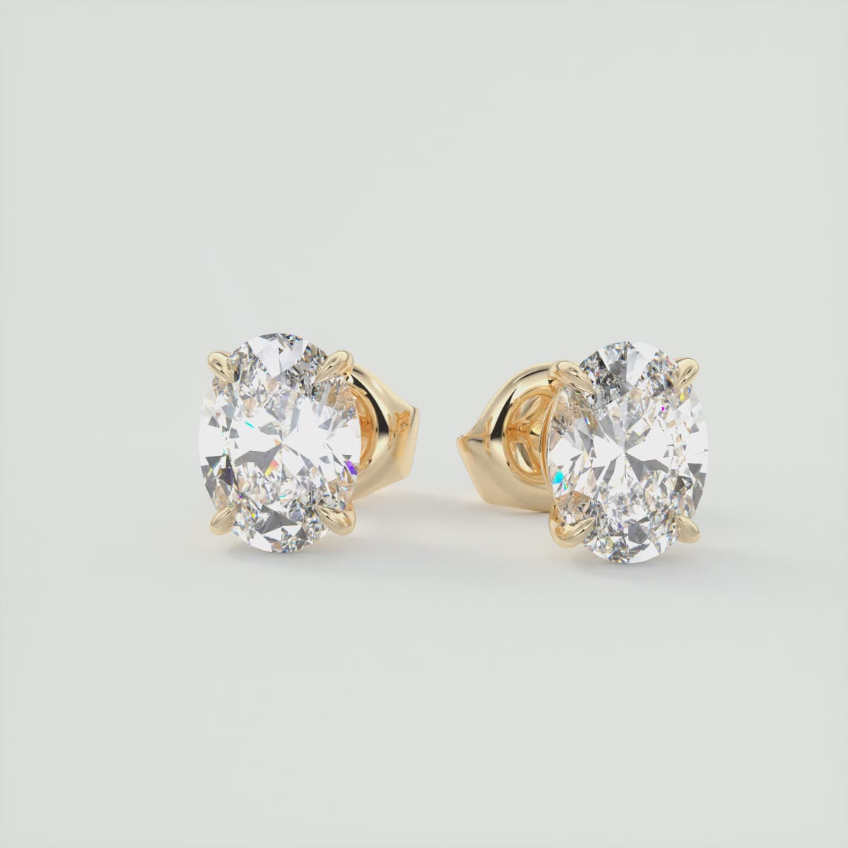 Radiant Oval Elegance Cathedral Stud Earrings