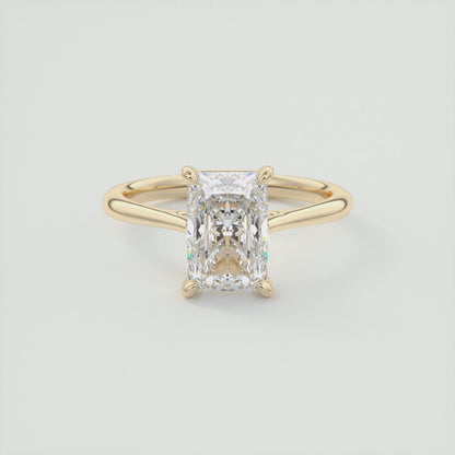 Lumia Radiant Cathedral Solitaire Ring – Lab Diamond or Moissanite