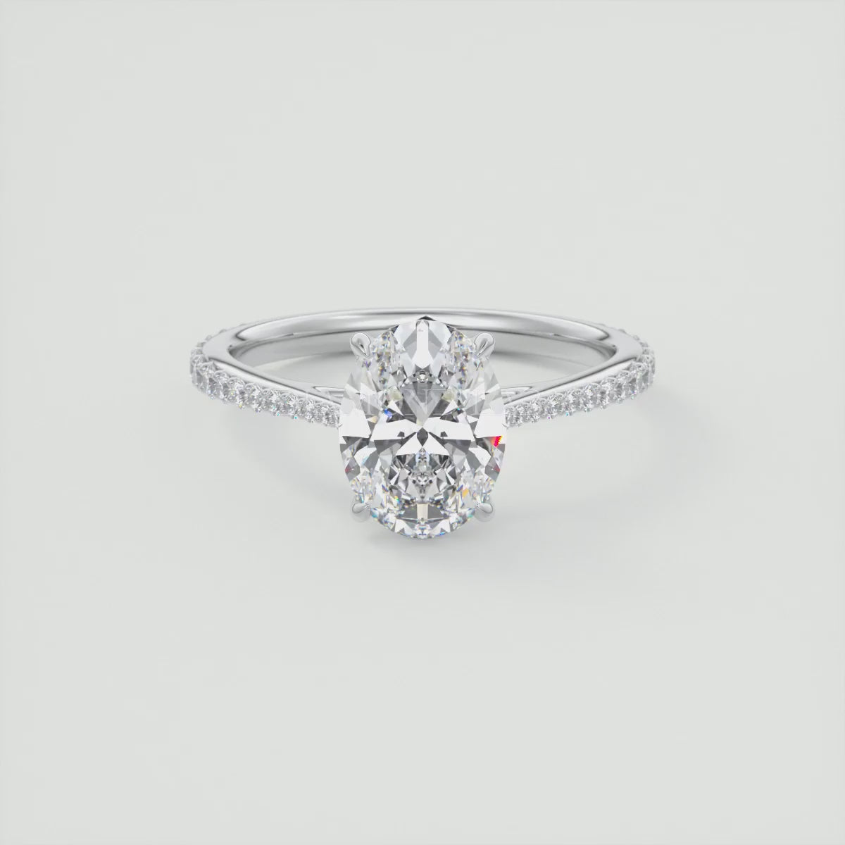 Tulip Oval Pavé Cathedral Solitaire Ring