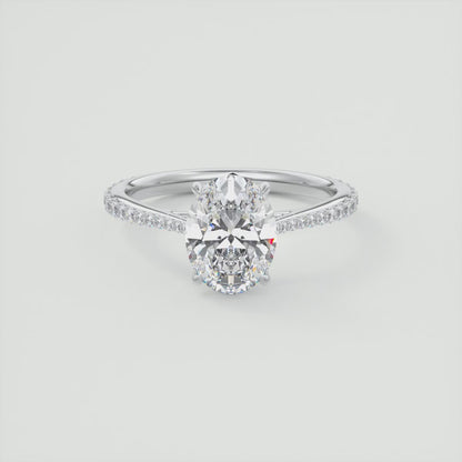 Tulip Oval Pavé Cathedral Solitaire Ring