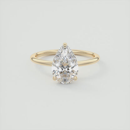 Luna Pear Solitaire Ring – Lab Diamond or Moissanite