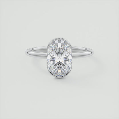 Solara Oval Half Bezel Ring – Lab Diamond or Moissanite