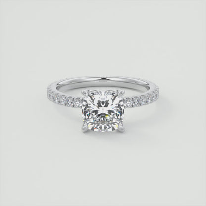 Elara Cushion Pavé Engagement Ring – Lab Diamond or Moissanite