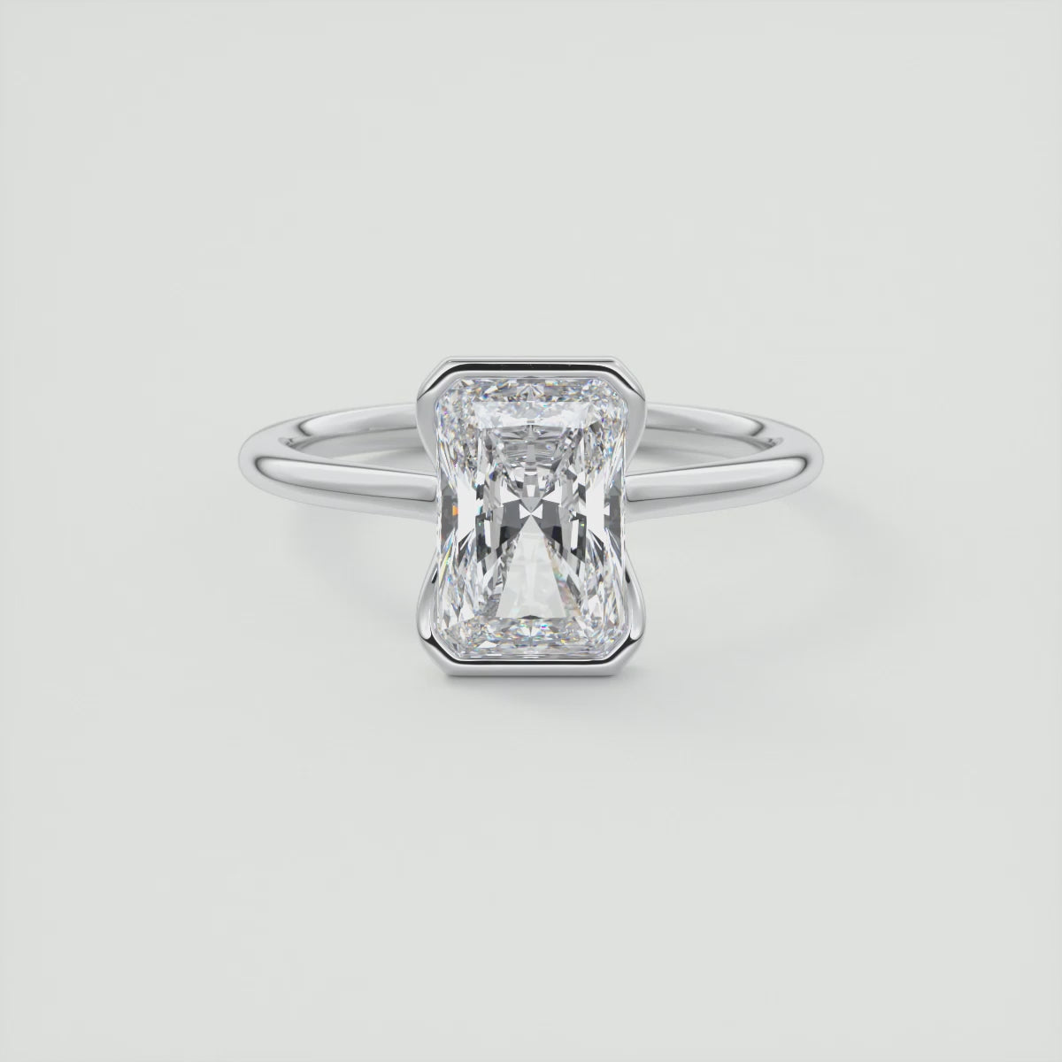 Solara Radiant Half Bezel Ring – Lab Diamond or Moissanite