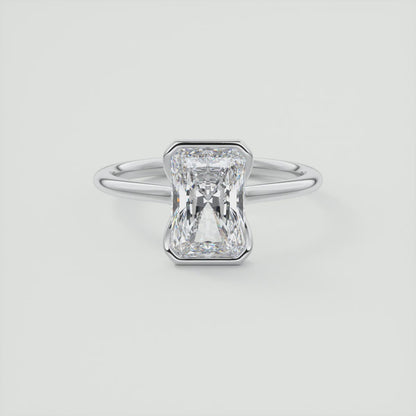 Solara Radiant Half Bezel Ring – Lab Diamond or Moissanite