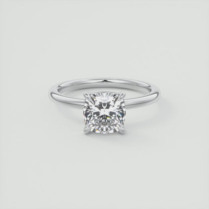 Luna Cushion Solitaire Ring – Lab Diamond or Moissanite