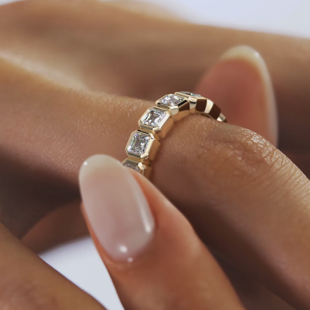 Valora Asscher Bezel Eternity Band – Lab-Grown Diamond or Moissanite