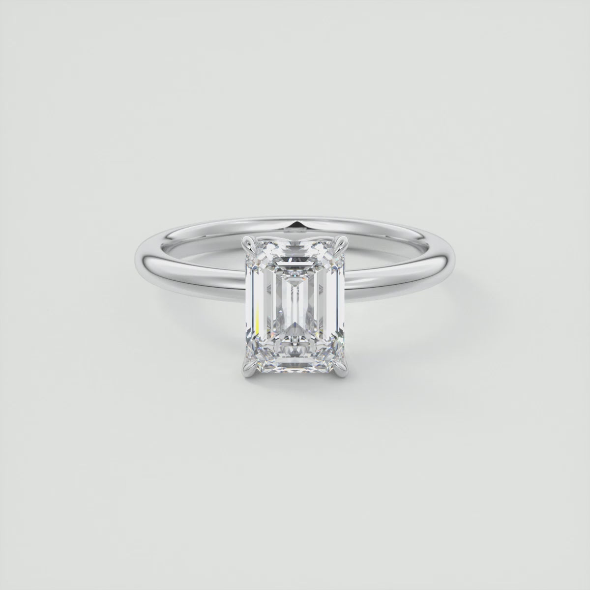 Celestia Emerald Solitaire Ring – Lab Diamond or Moissanite