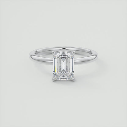 Celestia Emerald Solitaire Ring – Lab Diamond or Moissanite
