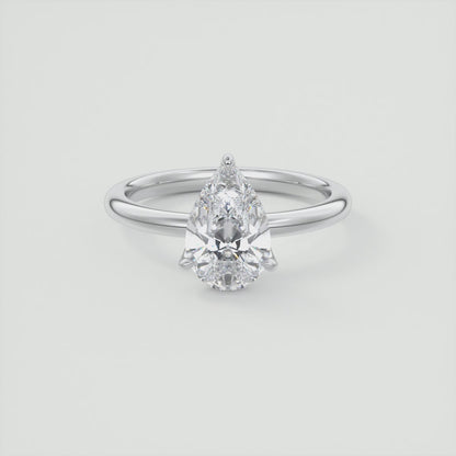 Celestia Pear Solitaire Ring – Lab Diamond or Moissanite