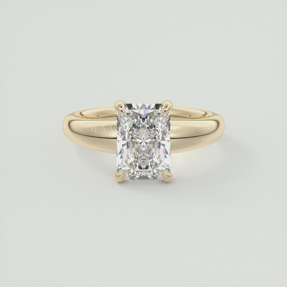 Aura Tapered Elongated Radiant Solitaire Engagement Ring