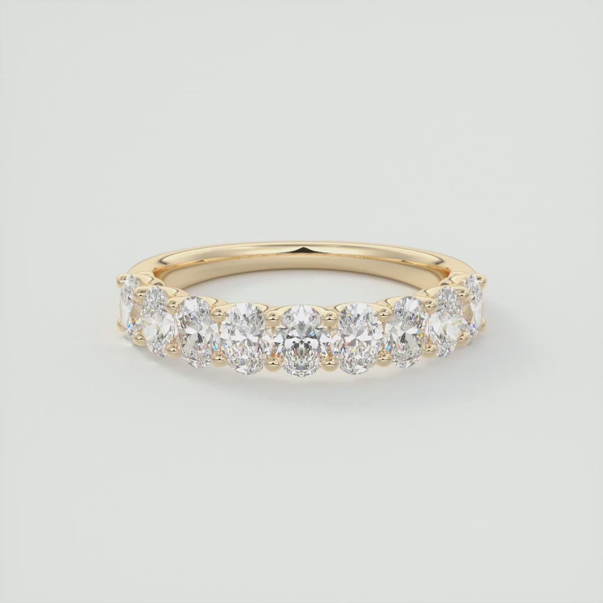 Aurelia Oval Half Eternity Band 4mm – Lab-Grown Diamond or Moissanite