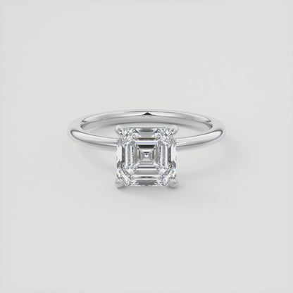 Luna Asscher Solitaire Ring – Lab Diamond or Moissanite