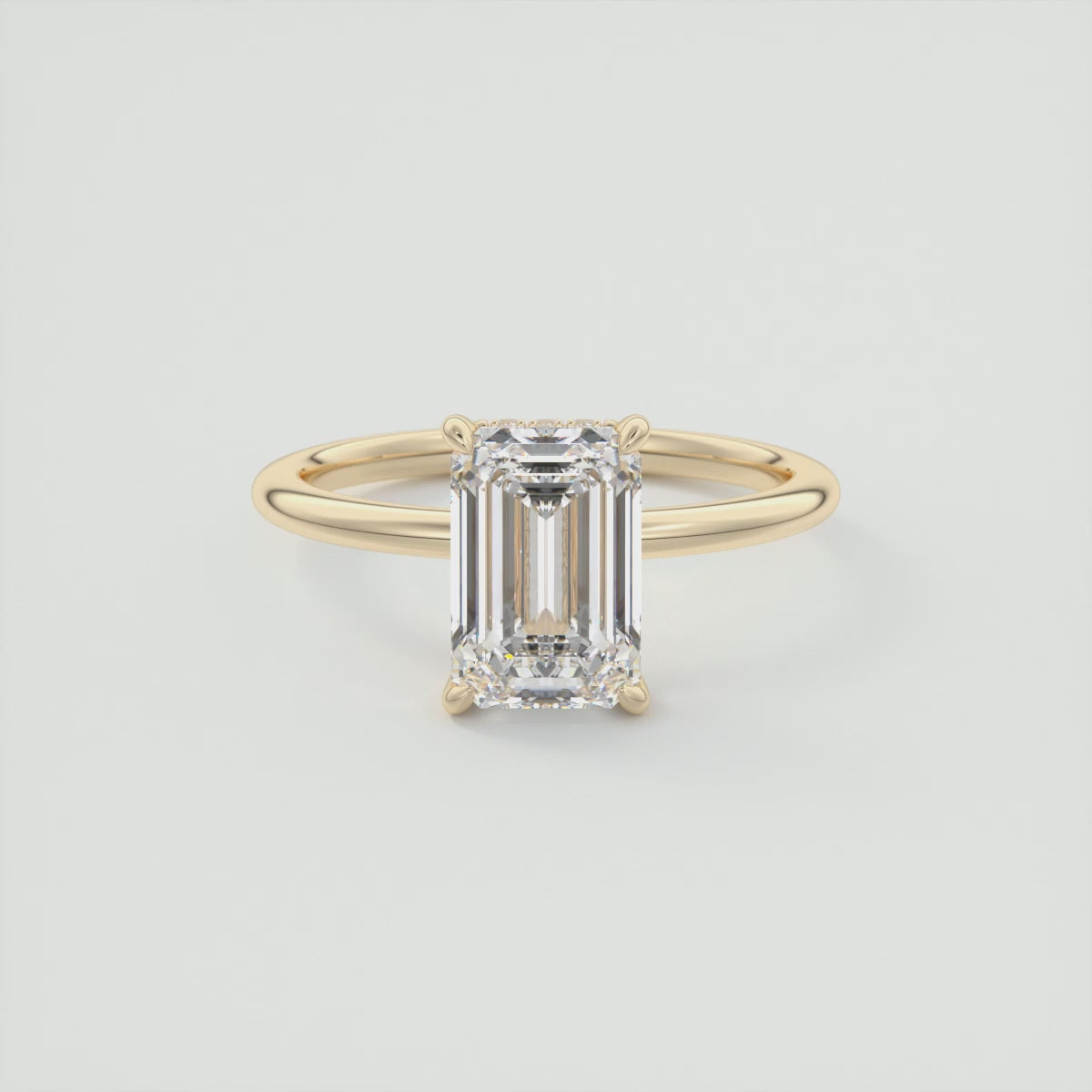 Celestia Emerald Hidden Halo Ring – Lab Diamond or Moissanite
