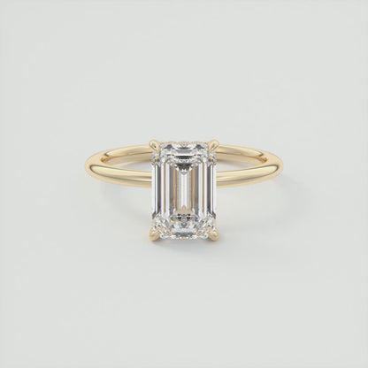 Celestia Emerald Hidden Halo Ring – Lab Diamond or Moissanite