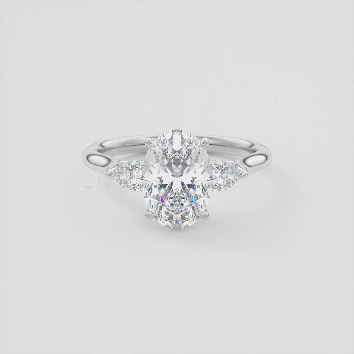 Aveline Oval Cathedral Three-Stone Engagement Ring
