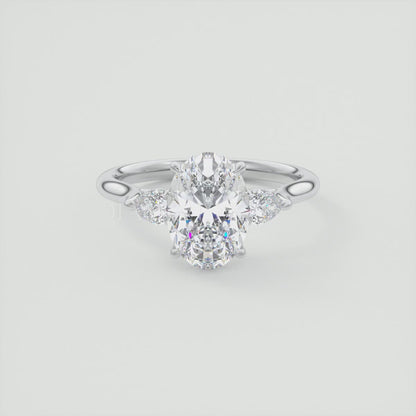 Aveline Oval Cathedral Three-Stone Engagement Ring
